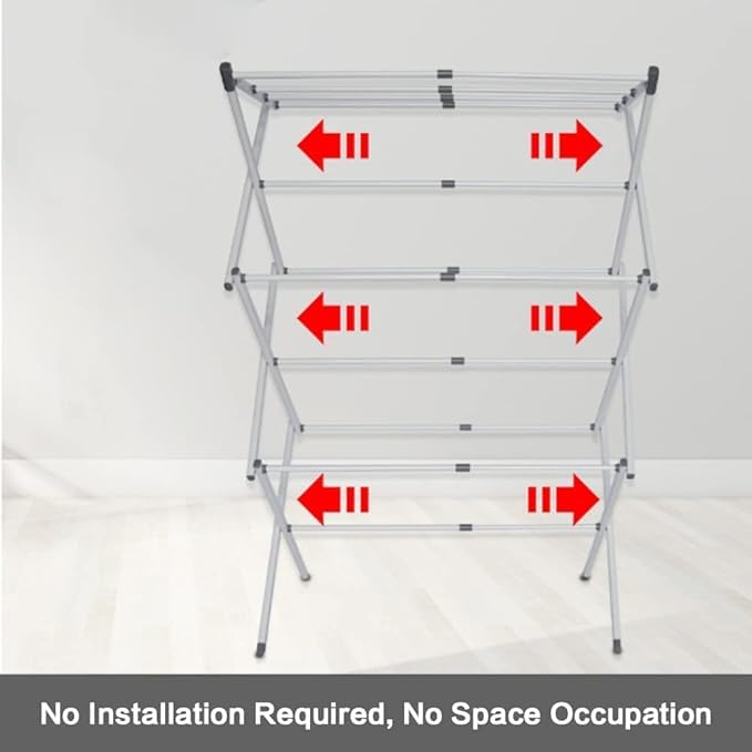 IGNOTI Clothes Drying Rack 3Tier Laundry Drying Rack for Clothes Expandable Metal Clothing Dryer Collapsible Towel Rack Air Drying Rack - Image 5