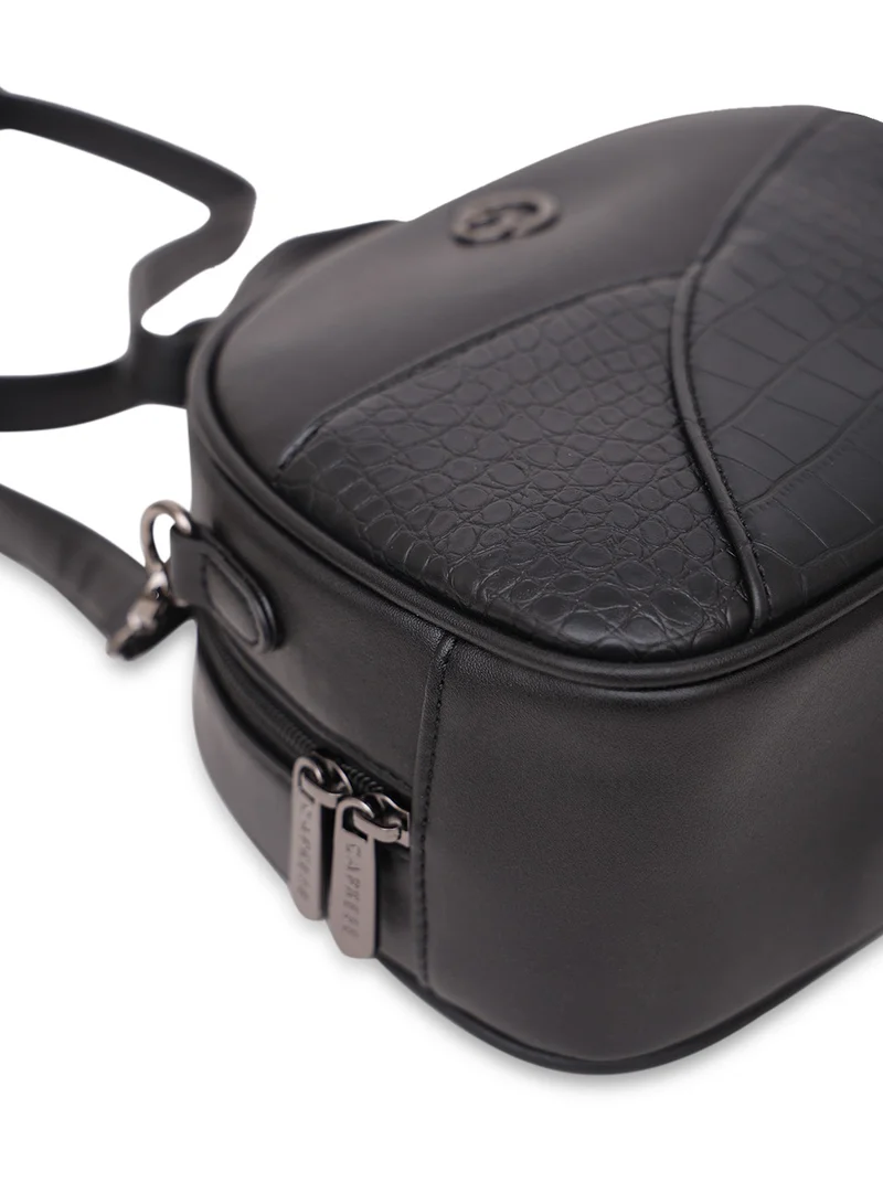 CAPRESE Caprese Cabo Croco Black Faux Leather Small Sling Bag