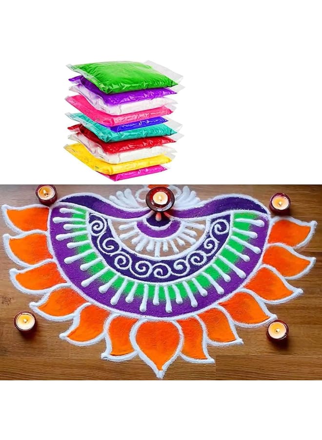Craftsman Rangoli Colour Glitter Rangoli Colors. Real Rangoli Colours kit (NO Rangoli Decoration.Diwali Gift.(10 Shades). 65 GM Color Per Pouch Indian Gift Items.  - Image 4