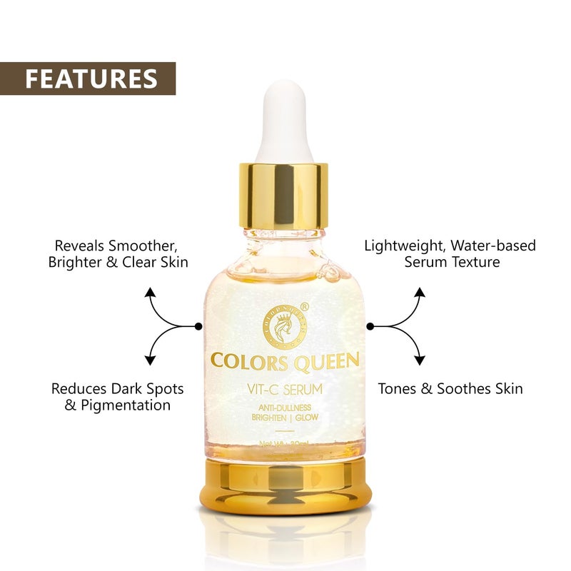 COLORS QUEEN Colors Queen Vitamin C Face Serum 30 ml LightWeight Non Greasy Niacinamide Face Serum Anti Dullness Brightening Face Serum for Glowing Skin Suitable for All Skin Types - Image 5