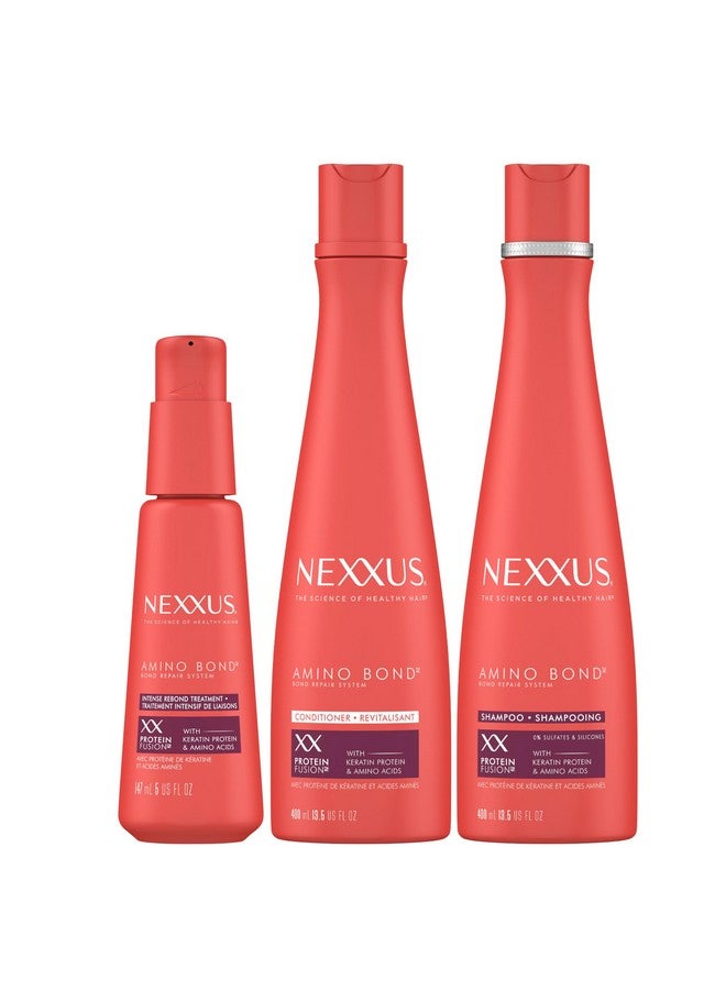 نيكزس مجموعة شامبو وبلسم وإصلاح بوند من نيكسوس، مجموعة علاج إعادة بوند مكثفة، عبوة من 3 قطع أمينو بوند لجميع أنواع الشعر التالف، مع بروتين الكيراتين والأحماض الأمينية. - Image 1