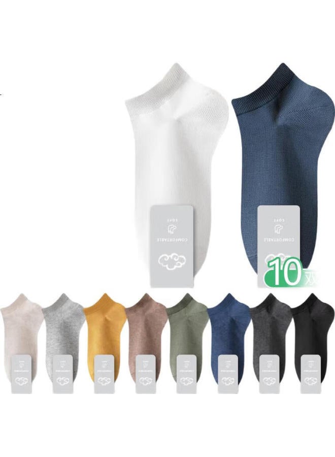 Madallo 10 Pairs Men'S Short Socks Summer Anti-Odor Breathable Sweat-Absorbing Summer Boat Socks For Men - Image 2