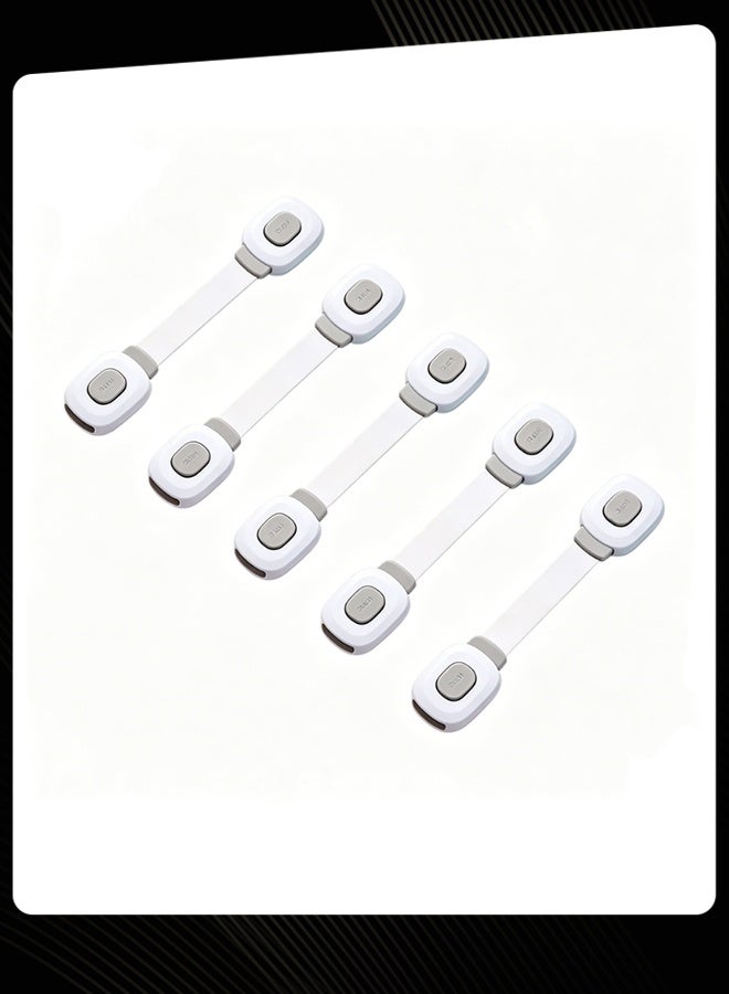 Child Safety Strap Locks, Adjustable Baby Proofing Cabinet Locks with Push Button, 3M Adhesive for Drawers, Fridges, Cabinets & Doors, No Drilling Required - Image 1