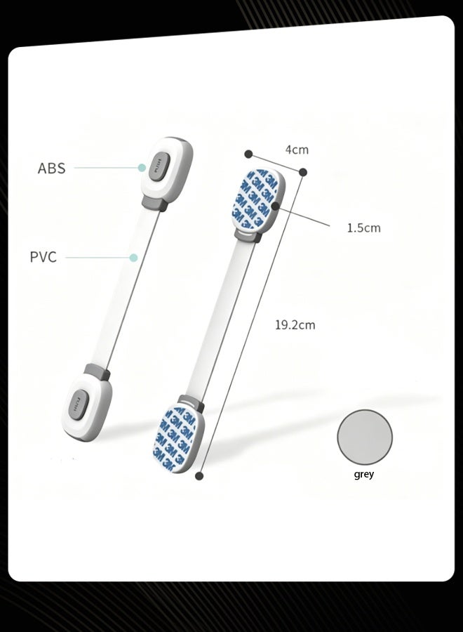 Child Safety Strap Locks, Adjustable Baby Proofing Cabinet Locks with Push Button, 3M Adhesive for Drawers, Fridges, Cabinets & Doors, No Drilling Required - Image 2