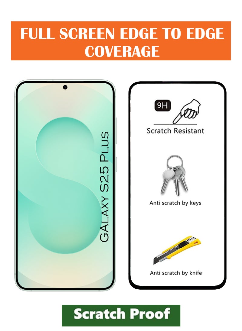 Generic - For Samsung Galaxy S25 Plus - Fingerprint Unlock Compatibe Tempered Glass Screen Protector - Advanced Border-Less Full Edge to Edge ,Shatterproof , High Responsiveness , Higher Transparency , Quick to Install ,Anti-scratch and Bubble-free Screen Protector [100% Fingerprint Unlock]- Black - Image 1