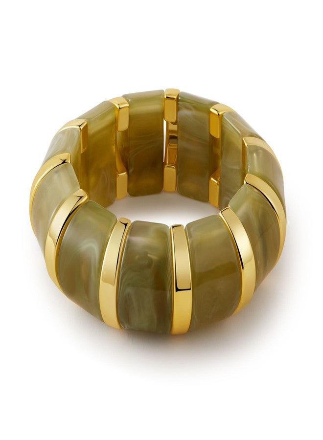 YBMYCM Acrylic Chunky Bangles Bracelets for Women Resin Gold-plated Stackable Stretch Bracelet Wide Wristbands Gift Jewelry - Image 1