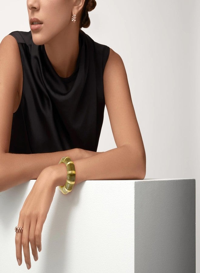 YBMYCM Acrylic Chunky Bangles Bracelets for Women Resin Gold-plated Stackable Stretch Bracelet Wide Wristbands Gift Jewelry - Image 4