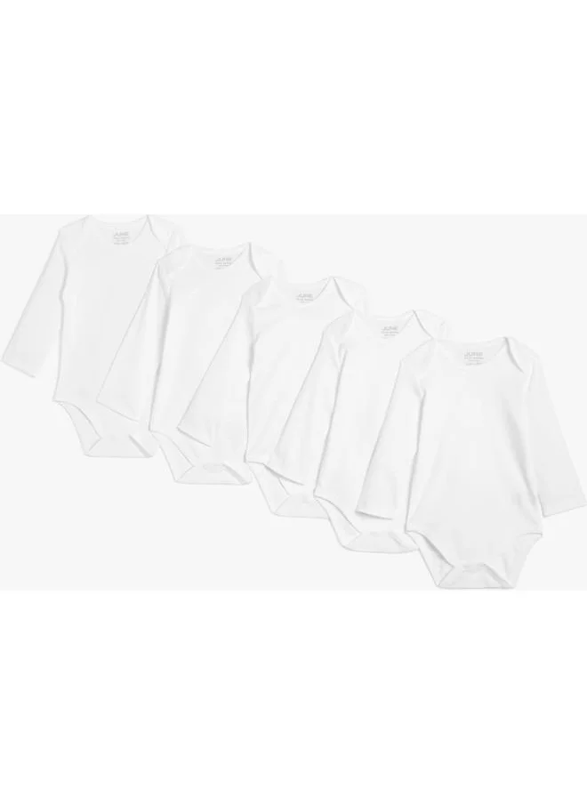 جون June Baby Basic 5-Pack Long Sleeve Bodysuit White White