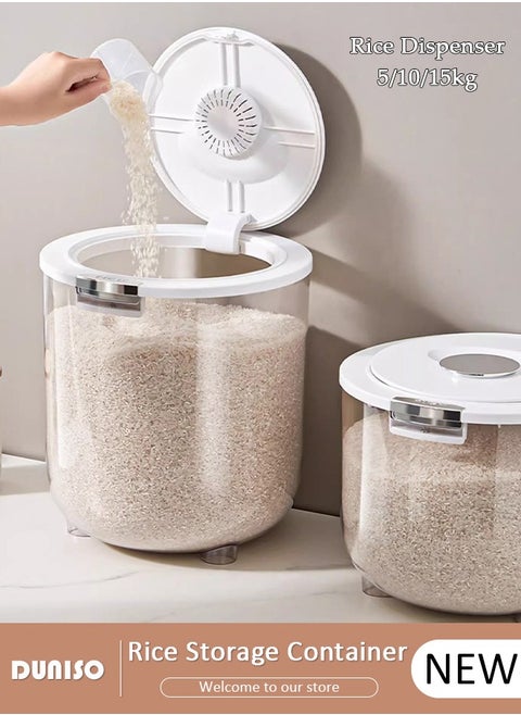 Grain Storage Bucket,Rice Storage Container,Household Rice Barrel,Kitchen multifunctional grain container,Transparent Insect-proof Moisture-proof Sealed Rice Bucket with Pop Up Lid  for Kitchen Pantry Organizer