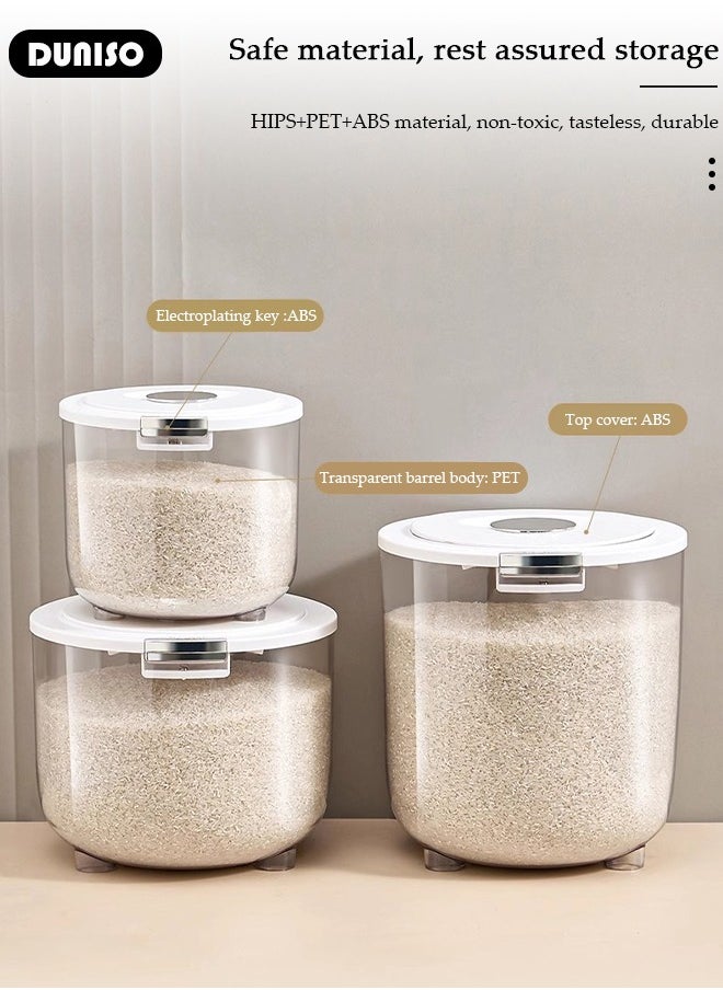 Grain Storage Bucket,Rice Storage Container,Household Rice Barrel,Kitchen multifunctional grain container,Transparent Insect-proof Moisture-proof Sealed Rice Bucket with Pop Up Lid  for Kitchen Pantry Organizer
