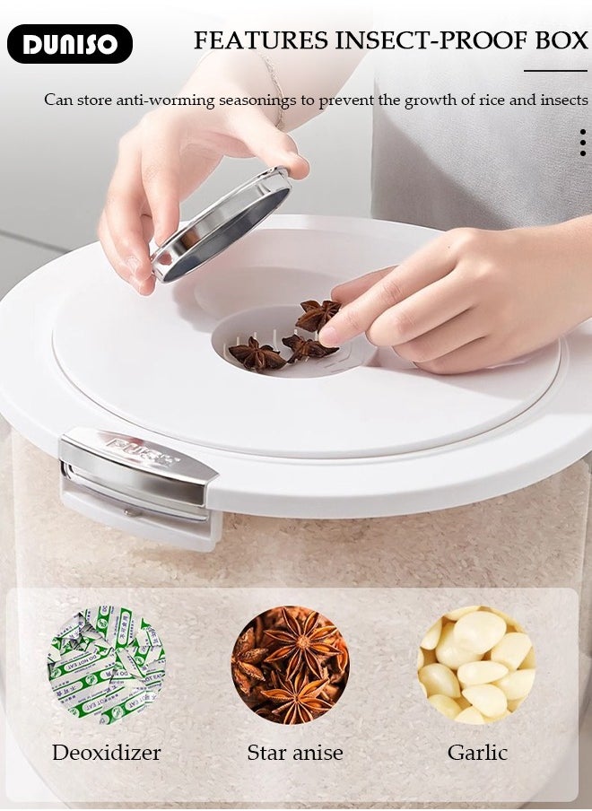 Grain Storage Bucket,Rice Storage Container,Household Rice Barrel,Kitchen multifunctional grain container,Transparent Insect-proof Moisture-proof Sealed Rice Bucket with Pop Up Lid  for Kitchen Pantry Organizer