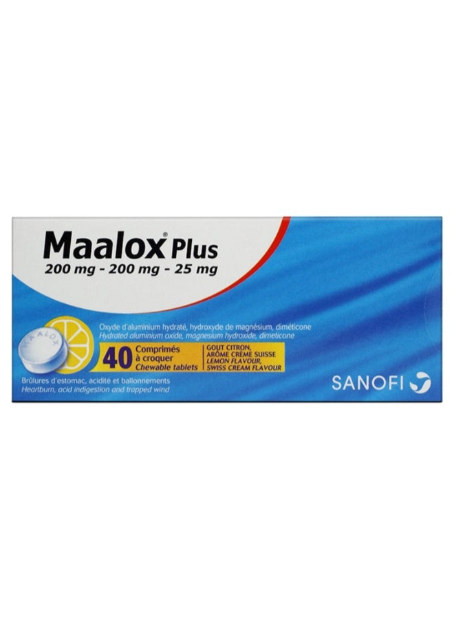 maalox plus Chewable Tablets 40's | Lemon Flavour | Original Antacid Tablets | Oral Use