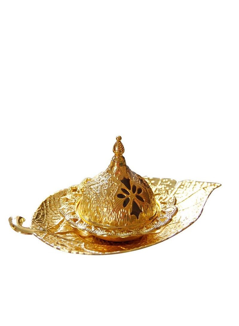 Y&D Muslim Middle East Arabic Golden Silver Leaf Tray Aromatherapy Censer Arabian Ramadan Incense Burner - Image 2