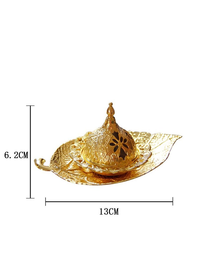 Y&D Muslim Middle East Arabic Golden Silver Leaf Tray Aromatherapy Censer Arabian Ramadan Incense Burner - Image 3