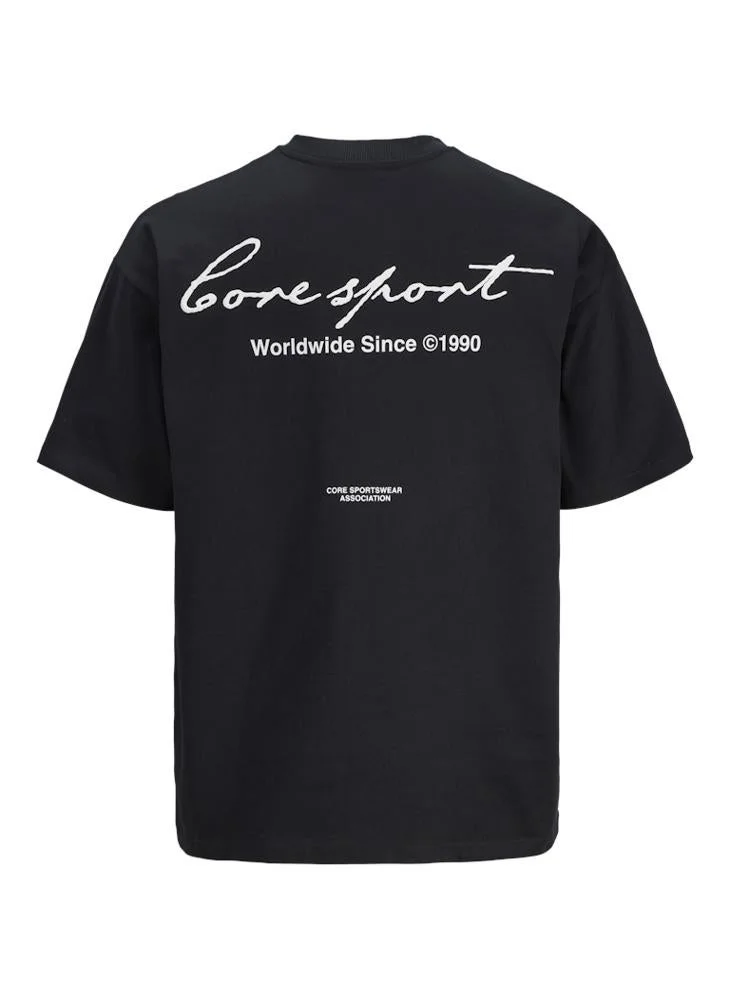 JACK & JONES Black Logo Crew Neck T-Shirt for Men | Best Price UAE