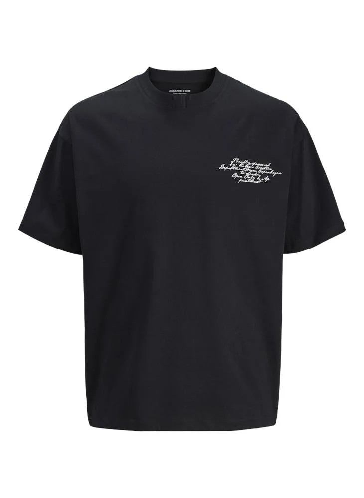 JACK & JONES Black Logo Crew Neck T-Shirt for Men | Best Price UAE