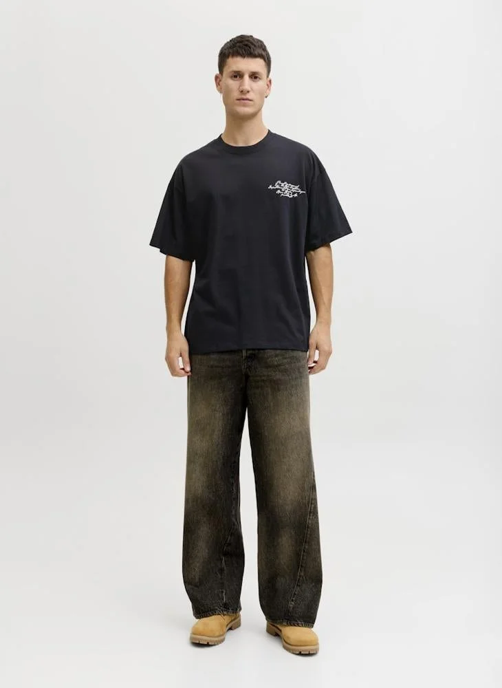 JACK & JONES Black Logo Crew Neck T-Shirt for Men | Best Price UAE