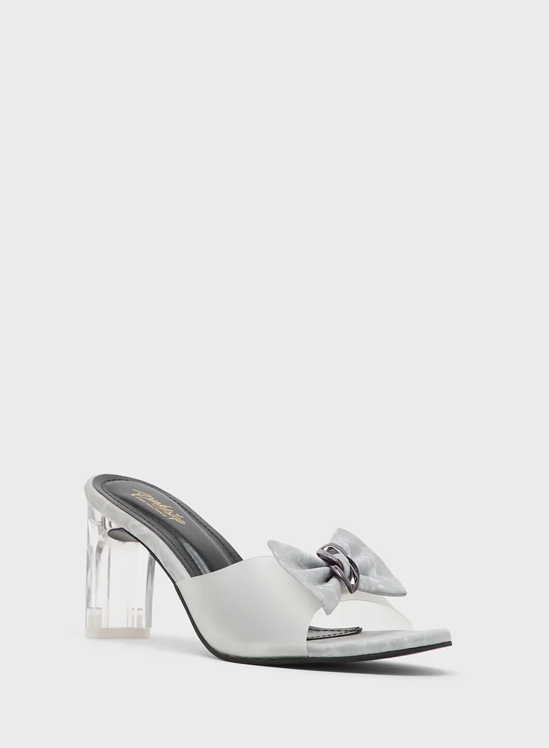 Pink Step High Heeled Sandal With Bow