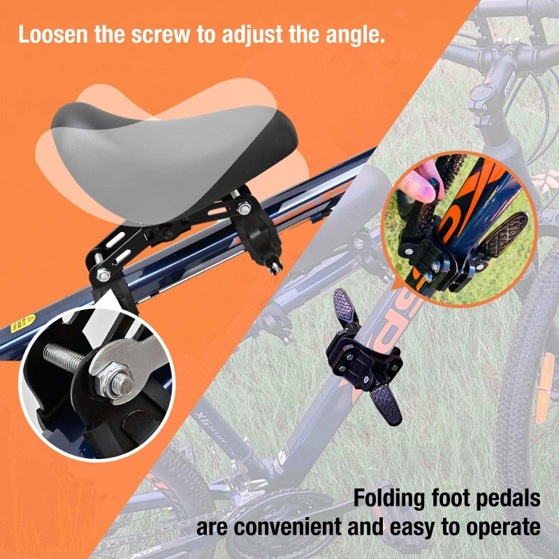 Auwey Kids Bike Seat Child Bike Seat Front Mount Toddler Bike Seat for 2-5 Years Child Bicycle Seats with Foot Pedals Compatible with All Adult Mountain Bikes - Image 5