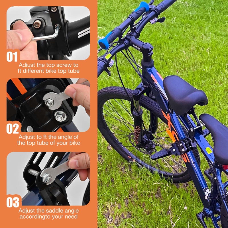 Auwey Kids Bike Seat Child Bike Seat Front Mount Toddler Bike Seat for 2-5 Years Child Bicycle Seats with Foot Pedals Compatible with All Adult Mountain Bikes - Image 3