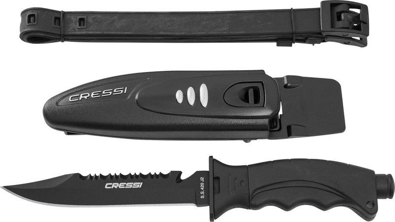 Cressi Borg Diving Knives, Black/Black, Pointed Tip - Image 2
