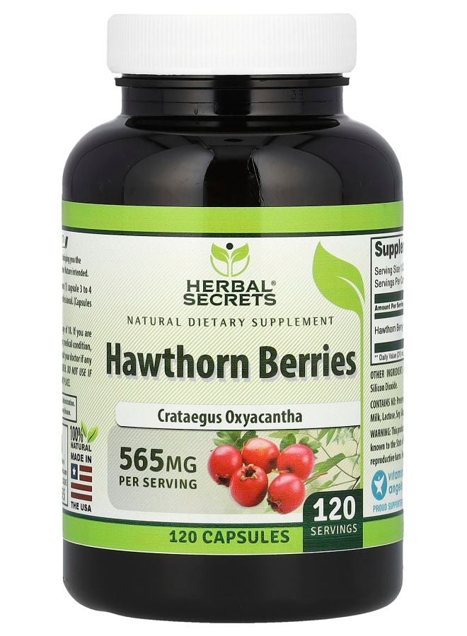 Herbal Secrets Hawthorn Berries 565 mg 120 Capsules  - Image 1