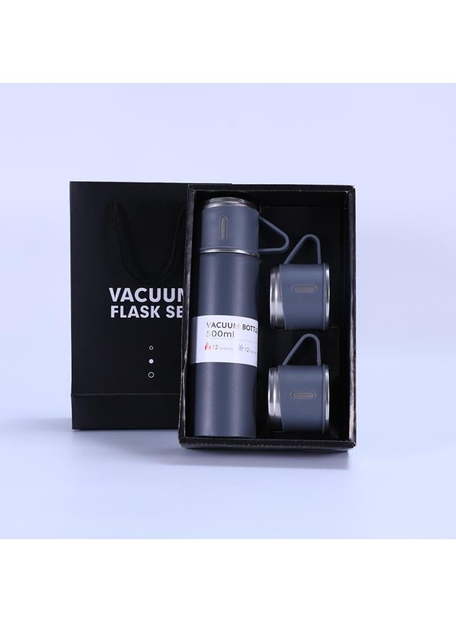 304 Stainless Steel Vacuum Thermos Cup Set Large Capacity One Cup Three Lid Portable Cover Straight Cup Gift Cup Set