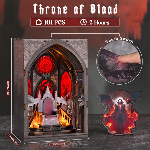 CCCDF Book Nook Kit 3D Wooden Puzzle for Adults Teens and Beginners Dollhouse Booknook Tiny House Bookshelf Decor DIY Miniature House Kit Gifts for Family Friends Throne of Blood - Image 5