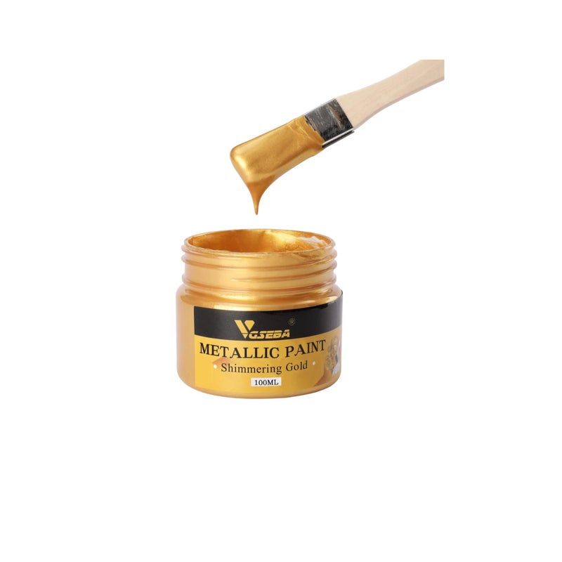 Acrylic Paint Metallic Gold Non Toxic Non Fading 100ml Gold Leaf Paint for Art Painting Handcrafts Ideal for Canvas Wood Clay Fabric Craft Supplies