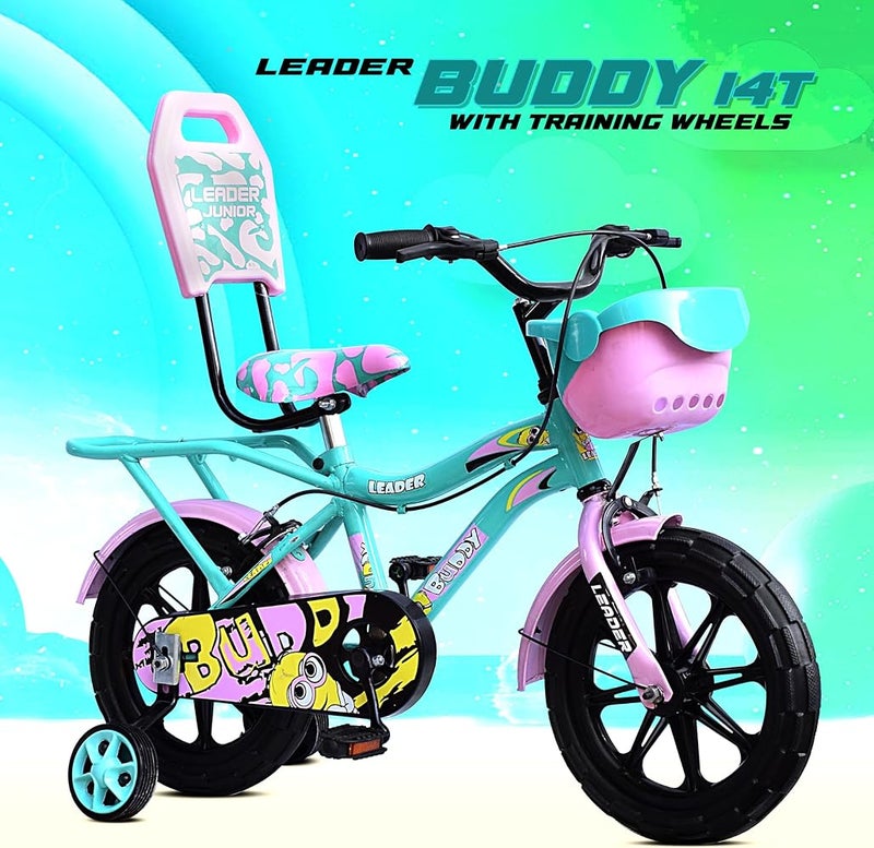 Leader Buddy Kids Cycle 14T with Training Wheels (SEMI-Assembled) for Boys and Girls Ideal for Age Group 2-5 Years Frame: 8 Inches - Image 2