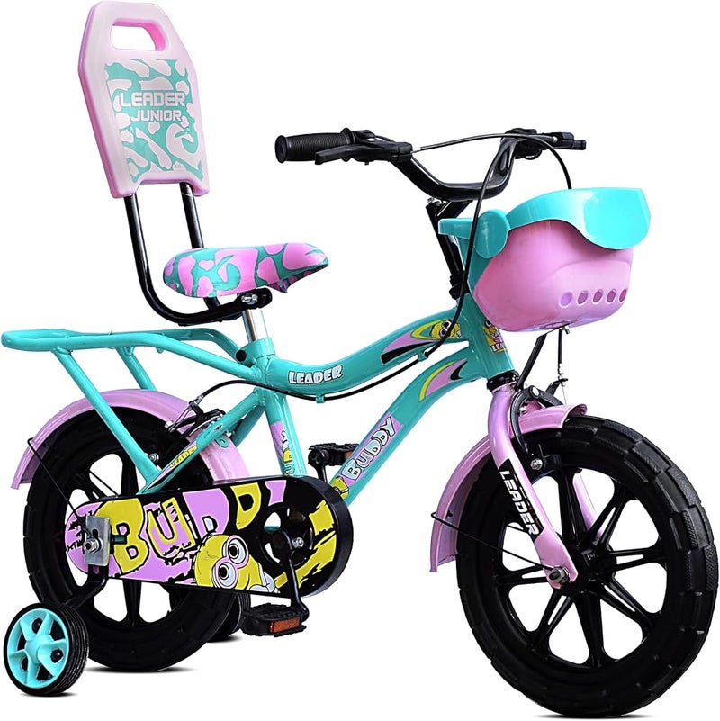 Leader Buddy Kids Cycle 14T with Training Wheels (SEMI-Assembled) for Boys and Girls Ideal for Age Group 2-5 Years Frame: 8 Inches - Image 1