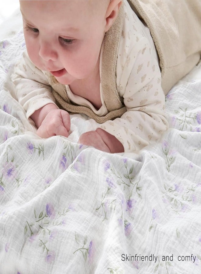 BOPRIO Muslin Baby Blankets for Girls Super Soft Nursery Minky Blankets with Breathable Muslin Cotton Front and 3D Touch Dotted Fleece Backing, Pink Floral Printed Bed Throws Newborn 30 x 40 Inch - Image 2