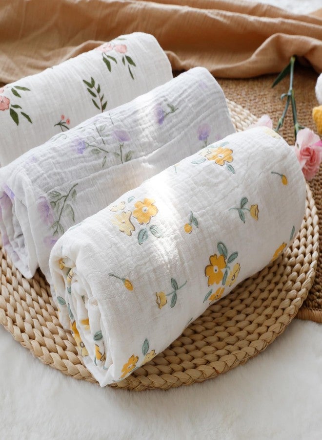 BOPRIO Muslin Baby Blankets for Girls Super Soft Nursery Minky Blankets with Breathable Muslin Cotton Front and 3D Touch Dotted Fleece Backing, Pink Floral Printed Bed Throws Newborn 30 x 40 Inch - Image 5