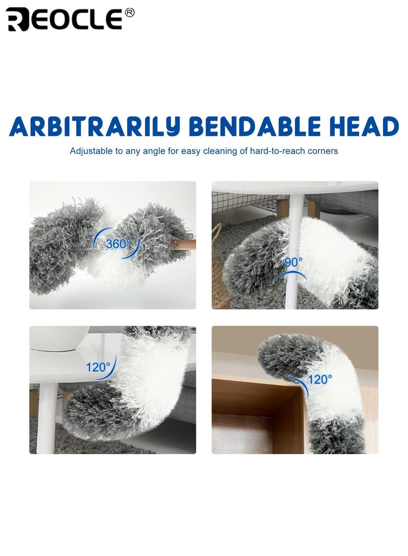 ريوكل فرشة غبار قابلة للسحب مع رأس قابل للثني عمود تمديد 2.8 متر ومكنسة 40 سم منظف يدوي معدني متين للأسقف العالية والمراوح والسيارات والأثاث - Image 2