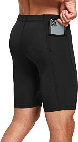 NEVER LOSE Gym Compression Men's Skin Tight Shorts with Mobile Pocket for Gym, Running, Cycling, Swimming, Cricket, Yoga, Football & Many More Sports (in, Alpha, M, Regular, Blue) - Image 1