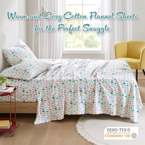 Intelligent Design Cozy Soft 100 Cotton Flannel Sheets Breathable Festive Adorable Print Cotton Flannel Sheet Set Deep Pocket Sheet Fits Up to 16 Mattress Queen White Holiday Trees 4 Piece - Image 3