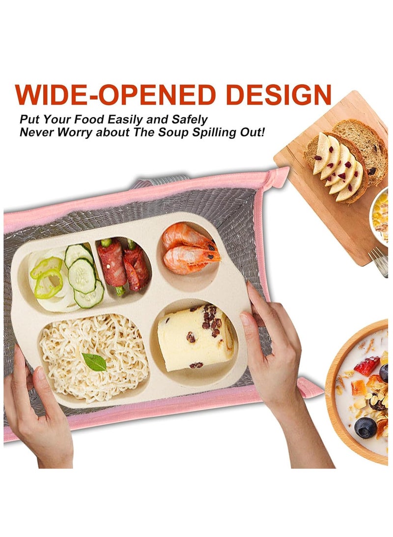 هاهاهاي حقيبة غداء، حقيبة غداء بينتو معزولة للنساء والرجال والأطفال، صندوق غداء بسيط مانع للتسرب قابل لإعادة الاستخدام للعمل أو المدرسة أو النزهة أو السفر (وردي) - Image 5