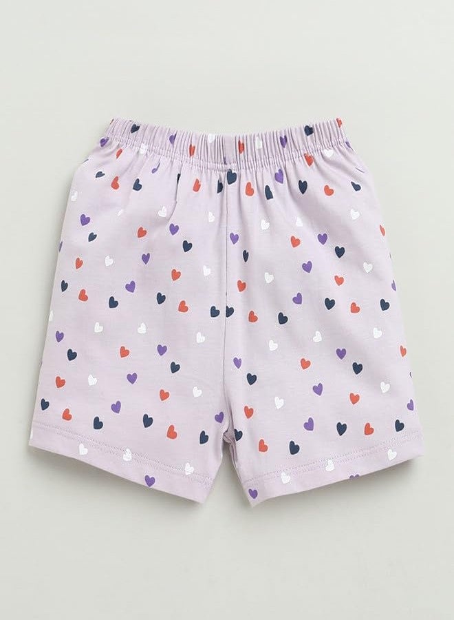 BUMZEE طقم جابلا وشورت نصف كم من قطن بومزي للبنات الصغيرات باللون الأرجواني - 6-9 أشهر (Peb10435D-lic) - Image 4