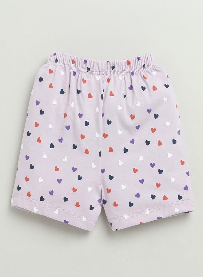 BUMZEE طقم جابلا وشورت نصف كم من قطن بومزي للبنات الصغيرات باللون الأرجواني - 6-9 أشهر (Peb10435D-lic) - Image 5