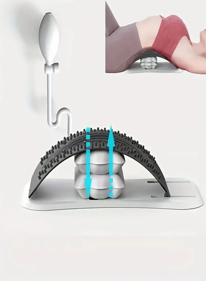 AROAQ Upgraded Lumbar Back Stretcher with Magnetic Back Massager – Multi-Level Spinal Board Support Device for Pain Relief & Posture Correction , Black/Gray - Image 4