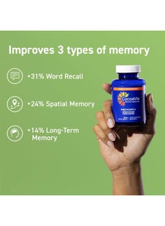 CocoaVia Memory+ Brain Supplement, Clinically Proven Memory and Brain Booster, Plant Based Supplement, Sugar Free, Gluten Free, Vegan, 750 mg Cocoa Flavanols Capsules, 30 Day Supply  - Image 3