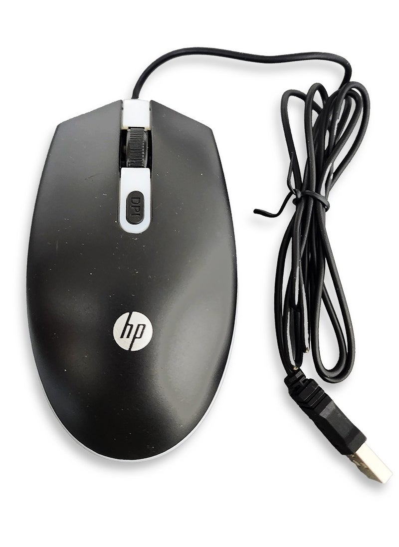 HP Wired Office Mouse  M180 , with 4 Button , 7 Colors LED, 1600 DPI, for PC and Laptop Home Office, High Quality  - Black  - Image 1