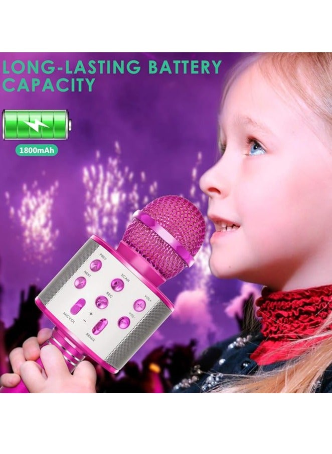WS858 Karaoke Wireless Bluetooth Microphone Home Singing Microphone Handheld KTV Speaker Microphone (Purple Pink)  - Image 3