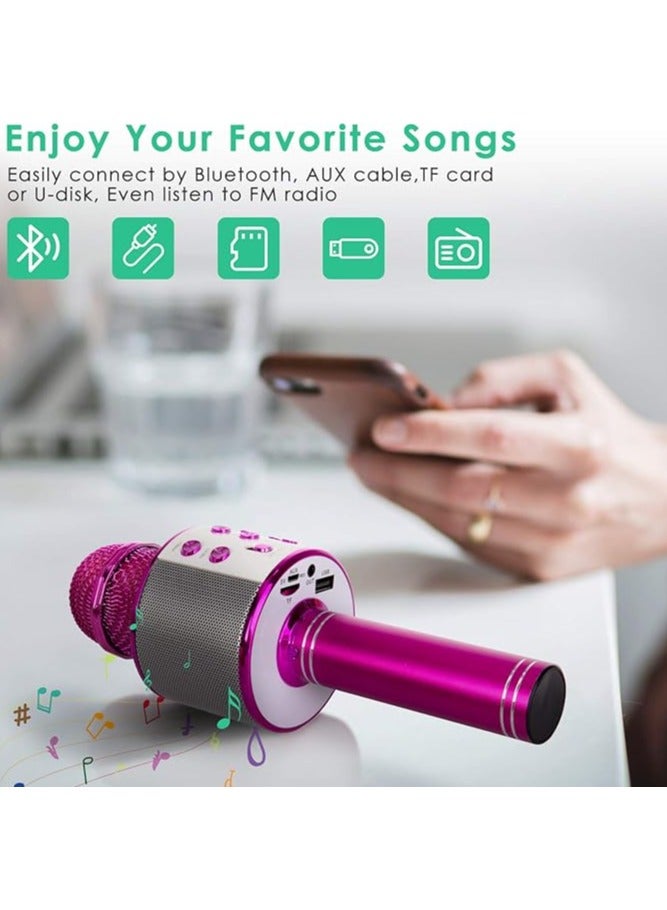 WS858 Karaoke Wireless Bluetooth Microphone Home Singing Microphone Handheld KTV Speaker Microphone (Purple Pink)  - Image 4