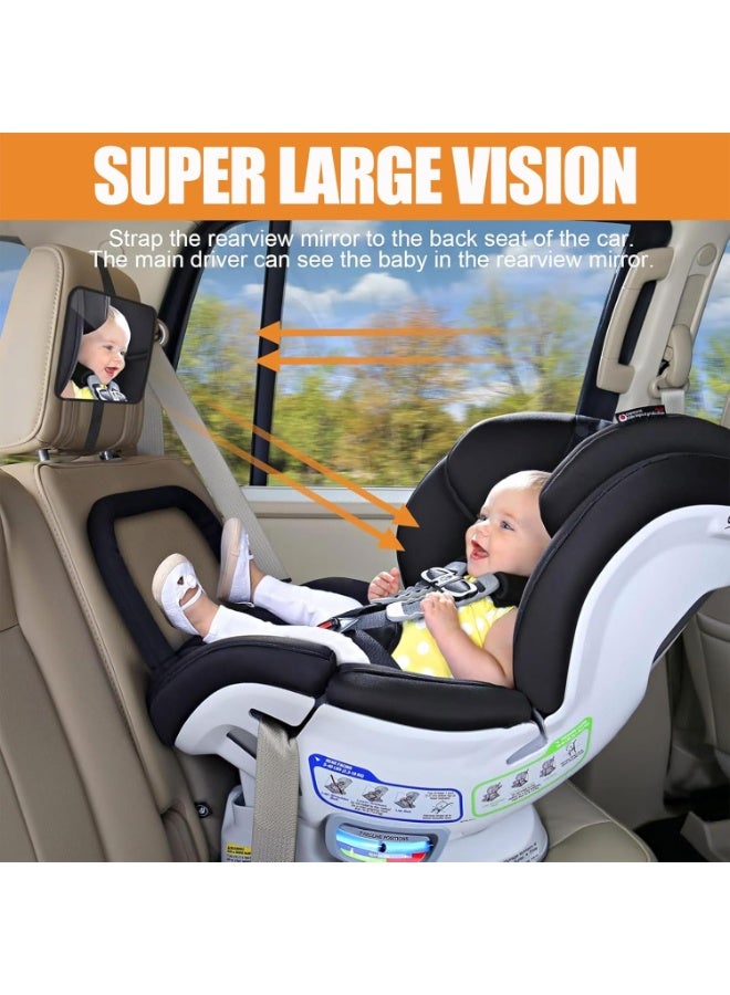ديوتي مرآة سيارة للأطفال مقاومة للكسر، مناسبة للمقعد الخلفي، رؤية واضحة وواسعة، قابلة للتعديل بزاوية 360 درجة، ومُختبرة ضد التصادم، لمراقبة آمنة للرضع والأطفال الصغار. - Image 2