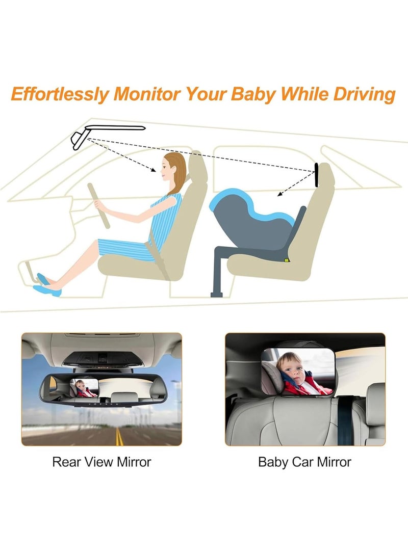 ديوتي مرآة سيارة للأطفال مقاومة للكسر، مناسبة للمقعد الخلفي، رؤية واضحة وواسعة، قابلة للتعديل بزاوية 360 درجة، ومُختبرة ضد التصادم، لمراقبة آمنة للرضع والأطفال الصغار. - Image 5