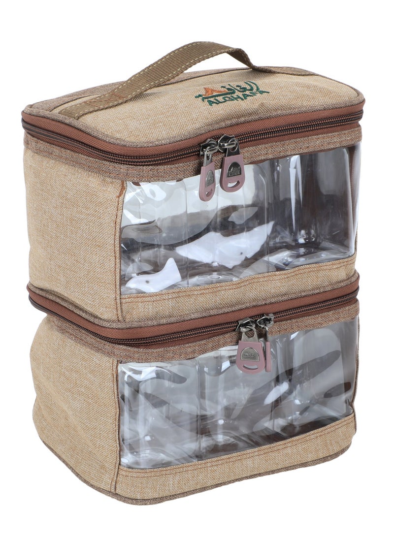 الغافة شنطة علب بهارات، 12 قطعة، سعة 350 مل، لون خشبي - Image 3