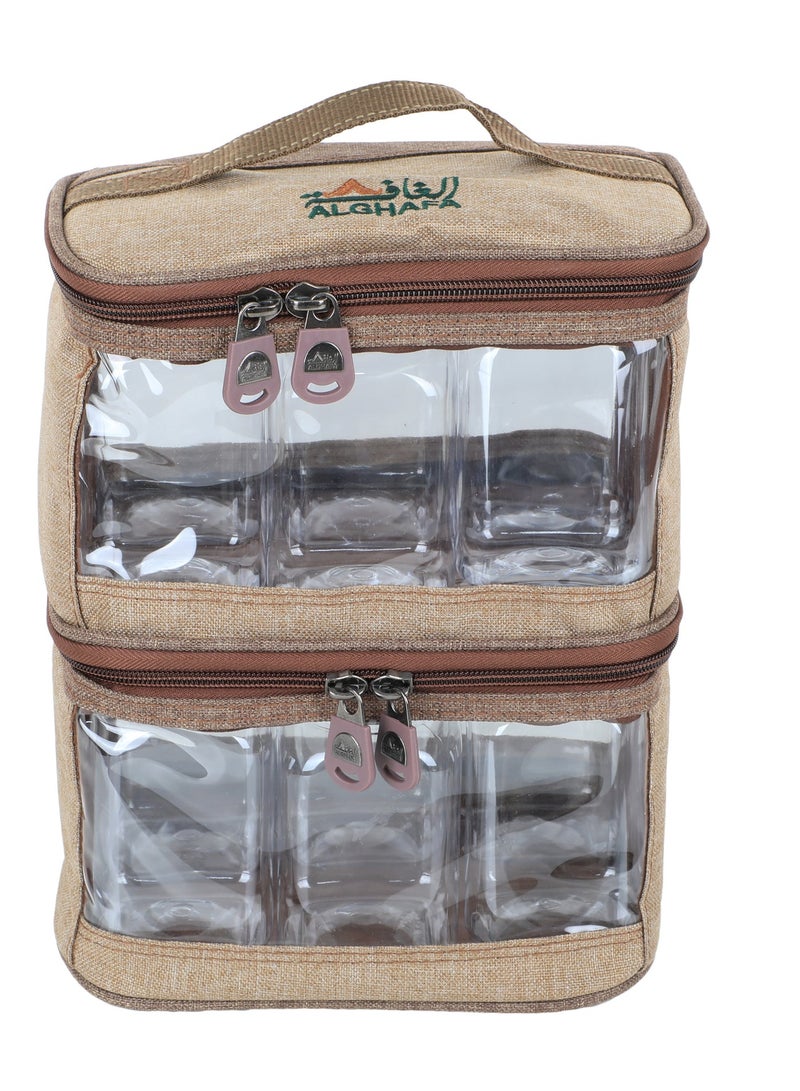 الغافة شنطة علب بهارات، 12 قطعة، سعة 350 مل، لون خشبي - Image 4