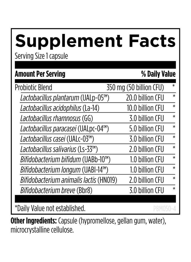 ProbioMed 50 - Shelf- stable, dairy-free probiotic containing 10 researched strains	 - Dietary Supplement | 30 Vegetarian Capsules, Gastrointestinal Health, Professional Use Only, Healthy Gut | Comfort | Digestion | Microbiome - Probiotic