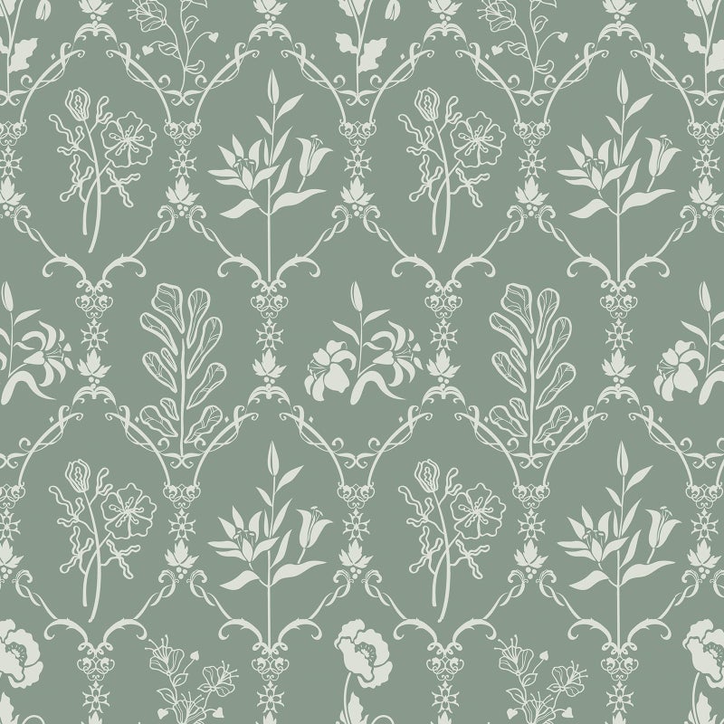 Vinjiasin Vintage Floral Damask Peel and Stick Wallpaper Elegant Wall Paper Self Adhesive Removable Wall Mural for Bedroom, Living Room, Dining Room, Bathroom 17.7"x120" - Image 1